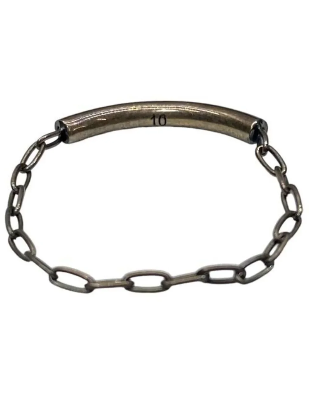 Saint Laurent Ring Chain Accessory Small Logo Metal Black Size 10